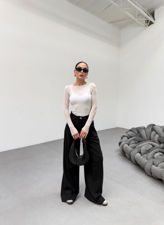 Ouz Fashion Black Palazzo Pants High Waist With Wide Leg Wholesale Clothing Formal