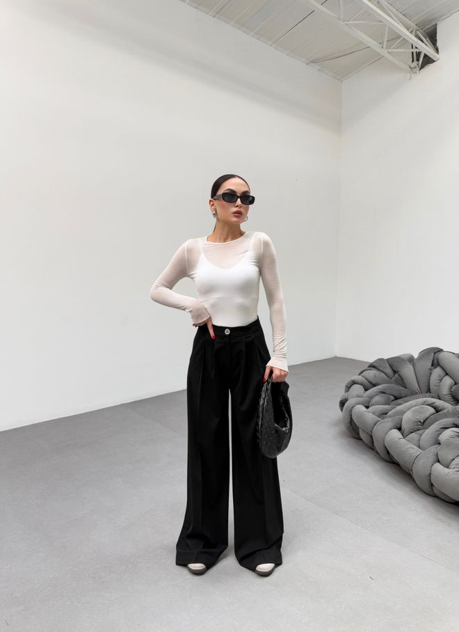 Ouz Fashion Black Palazzo Pants High Waist With Wide Leg Wholesale Clothing Summer