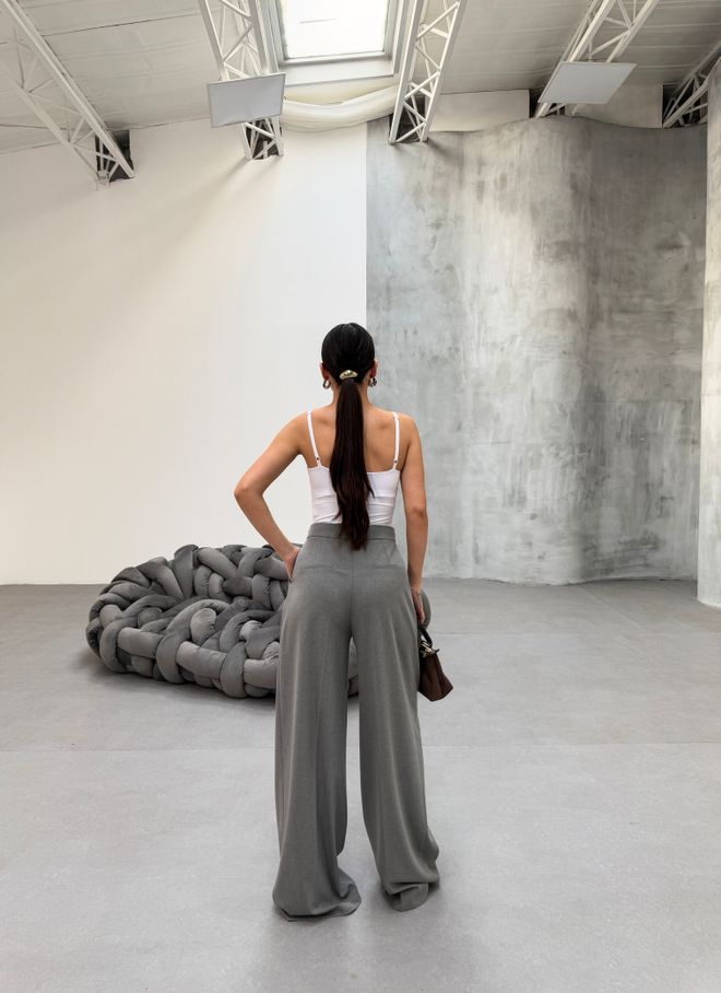 Ouz Fashion Grey Wide Leg Palazzo Pants Wholesale Clothing 1