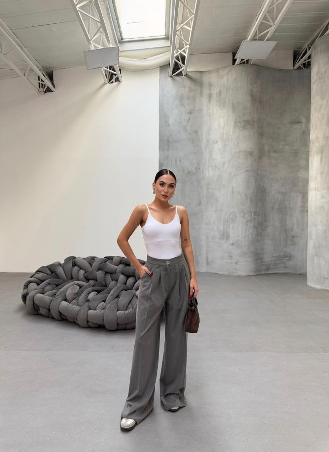 Ouz Fashion Grey Wide Leg Palazzo Pants Wholesale Clothing 5