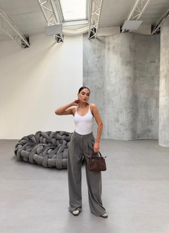 Ouz Fashion Grey Wide Leg Palazzo Pants Wholesale Clothing Formal