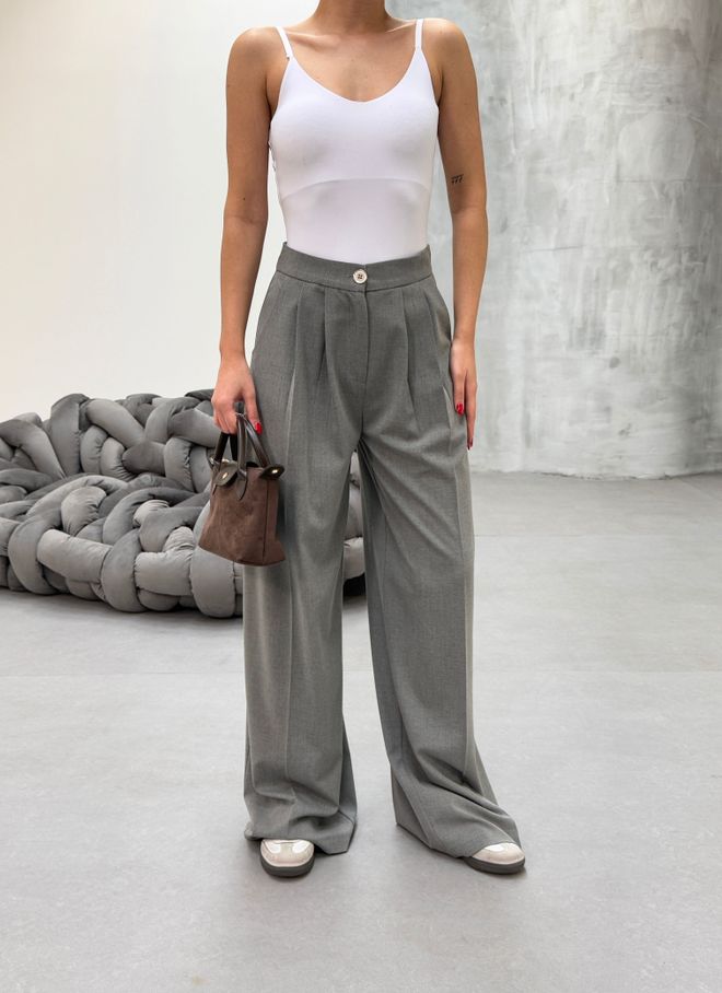 Ouz Fashion Grey Wide Leg Palazzo Pants Wholesale Clothing Cocktail