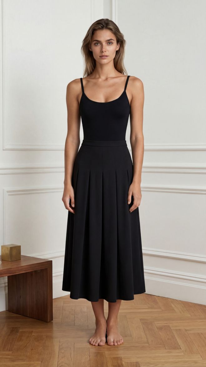 Ouz Fashion Schwarzer Eleganter Plissierter Midi Rock Vintage High Waist Formal Großhandelskleidung Jahrgang