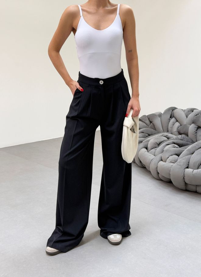 Ouz Fashion Black Elegant Formal Palazzo Pants Wholesale Clothing Work