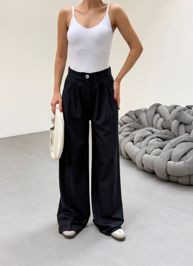 Ouz Fashion Black Elegant Formal Palazzo Pants Wholesale Clothing Spring