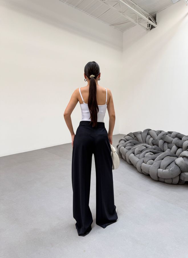 Ouz Fashion Black Elegant Formal Palazzo Pants Wholesale Clothing 1