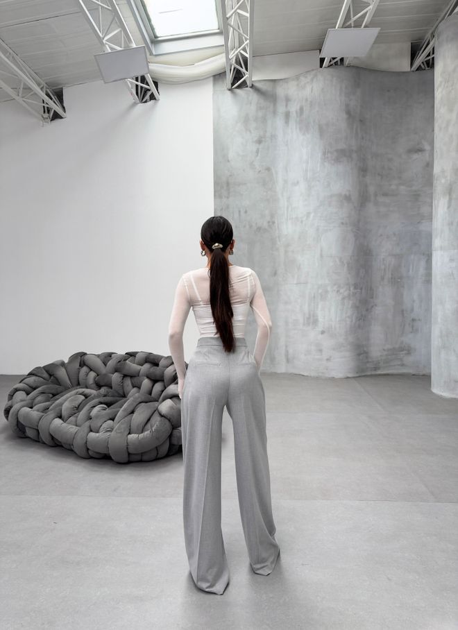 Ouz Fashion Pantalón Palazzo Gris Elegante Ropa al por mayor Casual