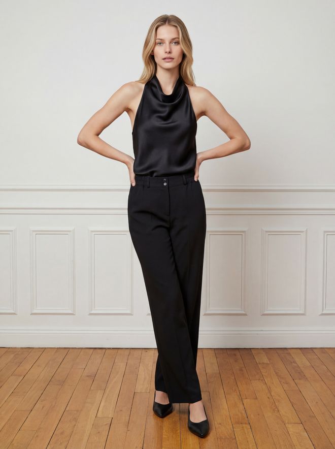 Ouz Fashion Pantalón Chino Elegante Formal Negro Pierna Recta Ropa al por mayor Formal