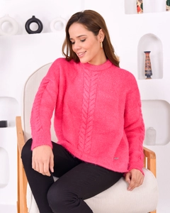 A wholesale clothing model wears pan10048-women's-knitwear-sweater, Turkish wholesale Sweater of PANDA