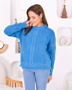 A wholesale clothing model wears pan10049-women's-knitwear-sweater, Turkish wholesale Sweater of PANDA