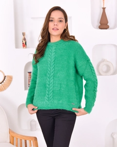 A wholesale clothing model wears pan10051-women's-knitwear-sweater, Turkish wholesale Sweater of PANDA