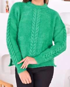 A wholesale clothing model wears pan10051-women's-knitwear-sweater, Turkish wholesale Sweater of PANDA