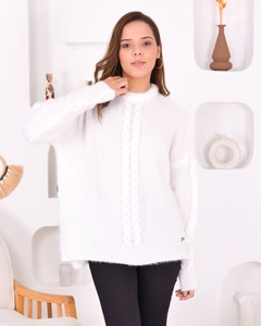 A wholesale clothing model wears pan10052-women's-knitwear-sweater, Turkish wholesale Sweater of PANDA