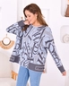 A wholesale clothing model wears pan10055-letter-women's-knitwear-sweater, Turkish wholesale  of 