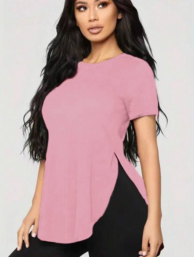 Polo Bonetta Viscose Blouse Met Split En Ronde Hals Groothandel Kleding Casual