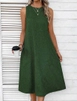 Een kledingmodel uit de groothandel draagt pbo11042-linen-fabric-dress-with-pocket-detail, Turkse groothandel  van 