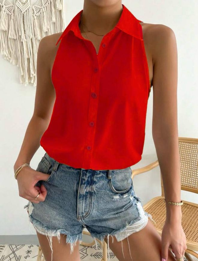 Polo Bonetta Camicia Smanicata In Tessuto Viscosa Abbigliamento all'ingrosso Casuale