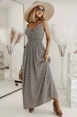 Ein Bekleidungsmodell aus dem Großhandel trägt pbo10073-strapless--double-breasted-collar-crepe-fabric-dress, türkischer Großhandel  von 