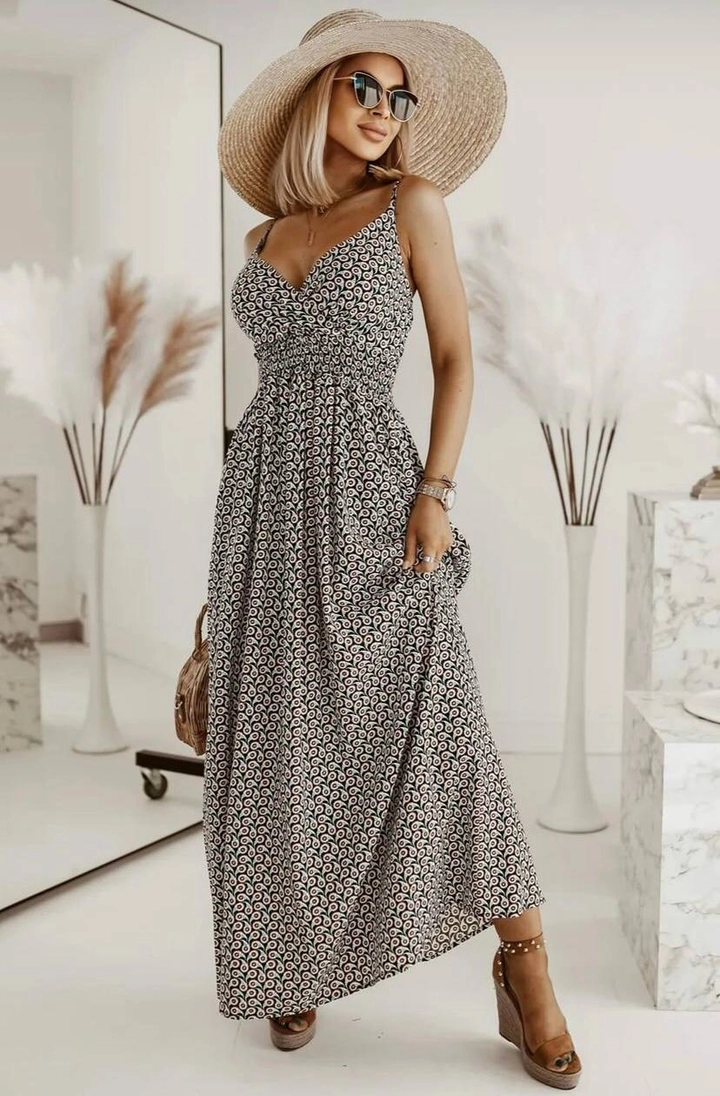 Hurtowa modelka nosi PBO10073 - Strapless  Double Breasted Collar Crepe Fabric Dress, turecka hurtownia Sukienka firmy Polo Bonetta