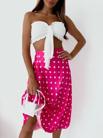 A wholesale clothing model wears  Digital Printed Micro Fabric Skirt
, Turkish wholesale Skirt of Polo Bonetta
