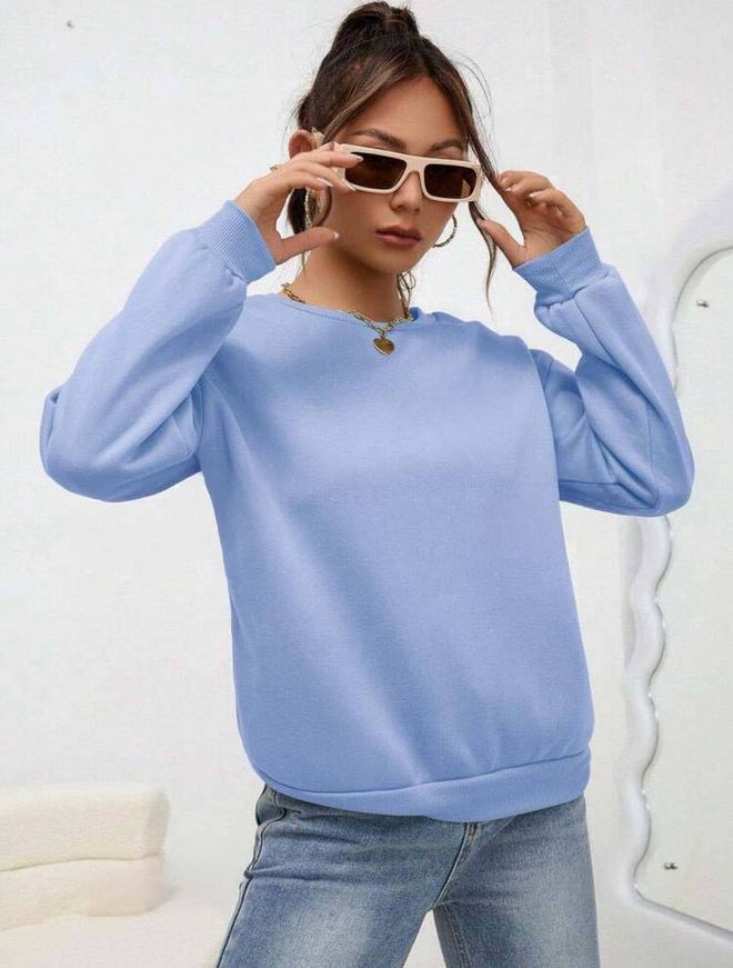 Polo Bonetta İçi Polarlı Üç İplik Basic Sweat Mavi Toptan Giyim Spor Giyim