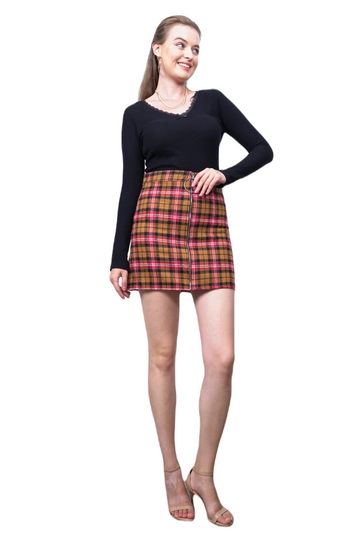 A wholesale clothing model wears  Mini Skirt
, Turkish wholesale Skirt of Playmax