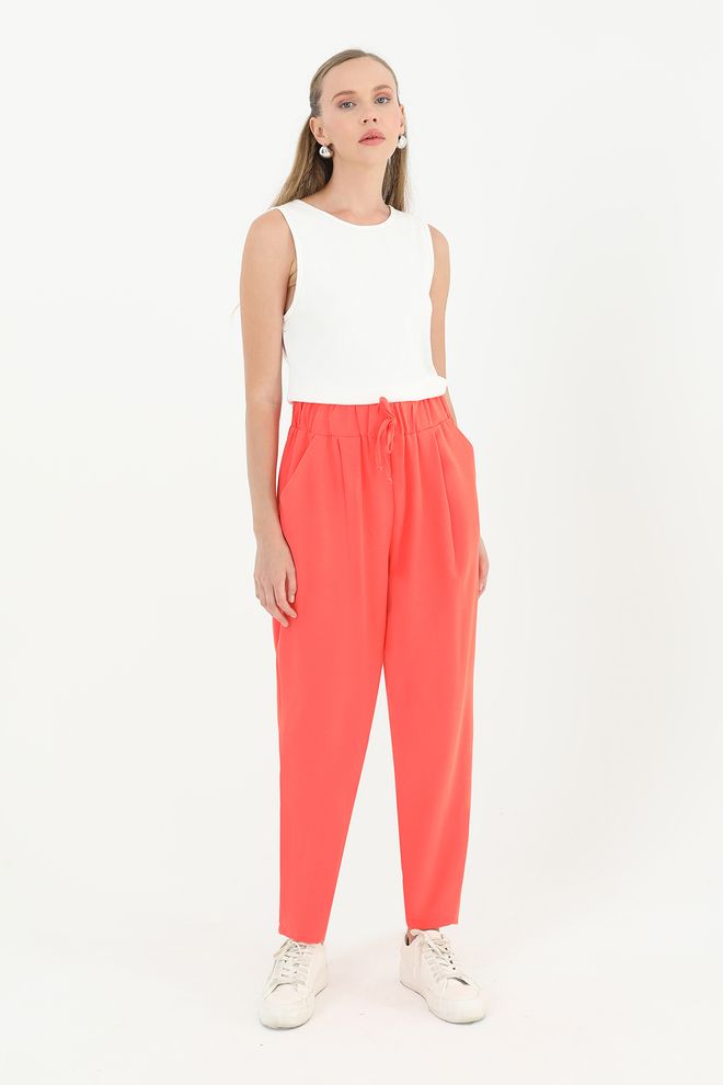 Puane Carrot Form broek Met Striktaille Koraal Groothandel Kleding Casual