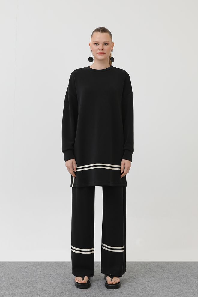 Puane Grosgrain Detailed Suit Black Wholesale Clothing Casual
