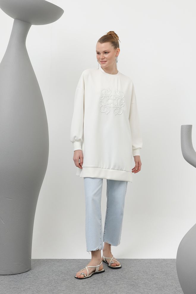 Puane Damen Tunika Mit Geklebtem Steindetail Auf Der Vorderseite Großhandelskleidung Lässig