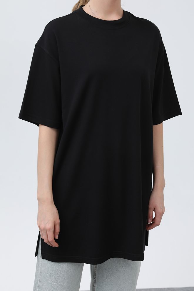 Puane Long Loose Fit Tshirt Black Wholesale Clothing No Fabric