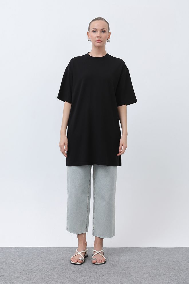 Puane Long Loose Fit Tshirt Black Wholesale Clothing Birthday