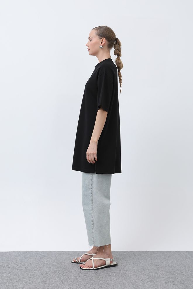 Puane Long Loose Fit Tshirt Black Wholesale Clothing Summer