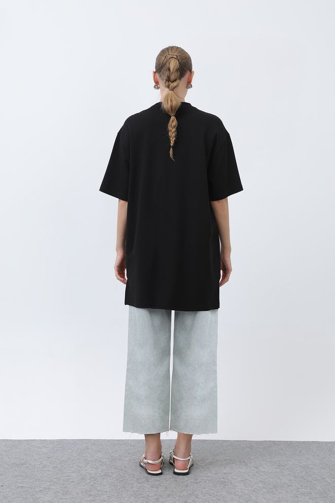 Puane Long Loose Fit Tshirt Black Wholesale Clothing 4