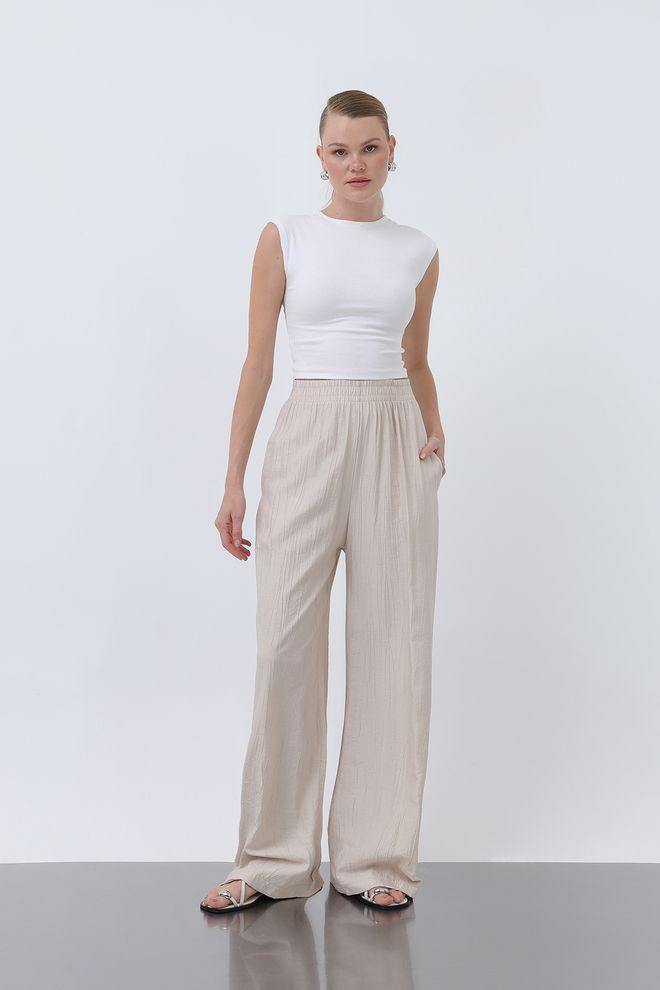 Puane Damenhose Mit Elastischer Taille Und Lockerer Taille Großhandelskleidung Lässig