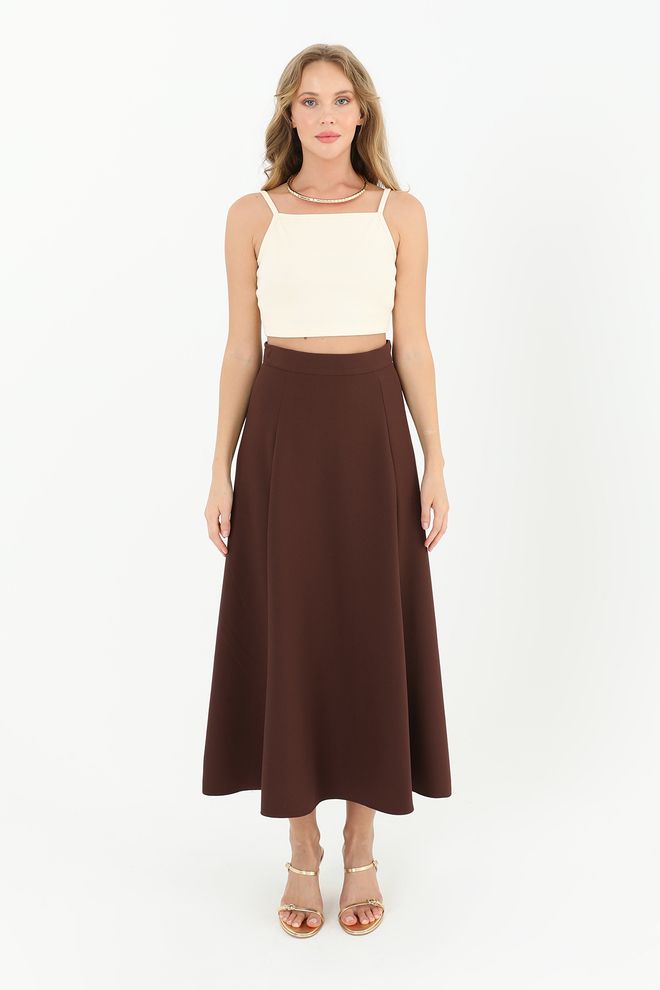 Puane Uitlopende Rok Met Ritssluiting Voor Dames Groothandel Kleding Elegant