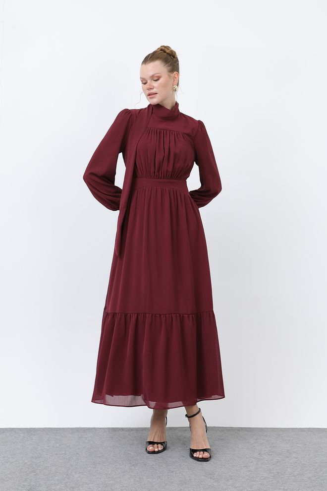 Puane Abito Da Donna A Collo Alto Con Dettagli Drappeggiati Abbigliamento all'ingrosso Elegante
