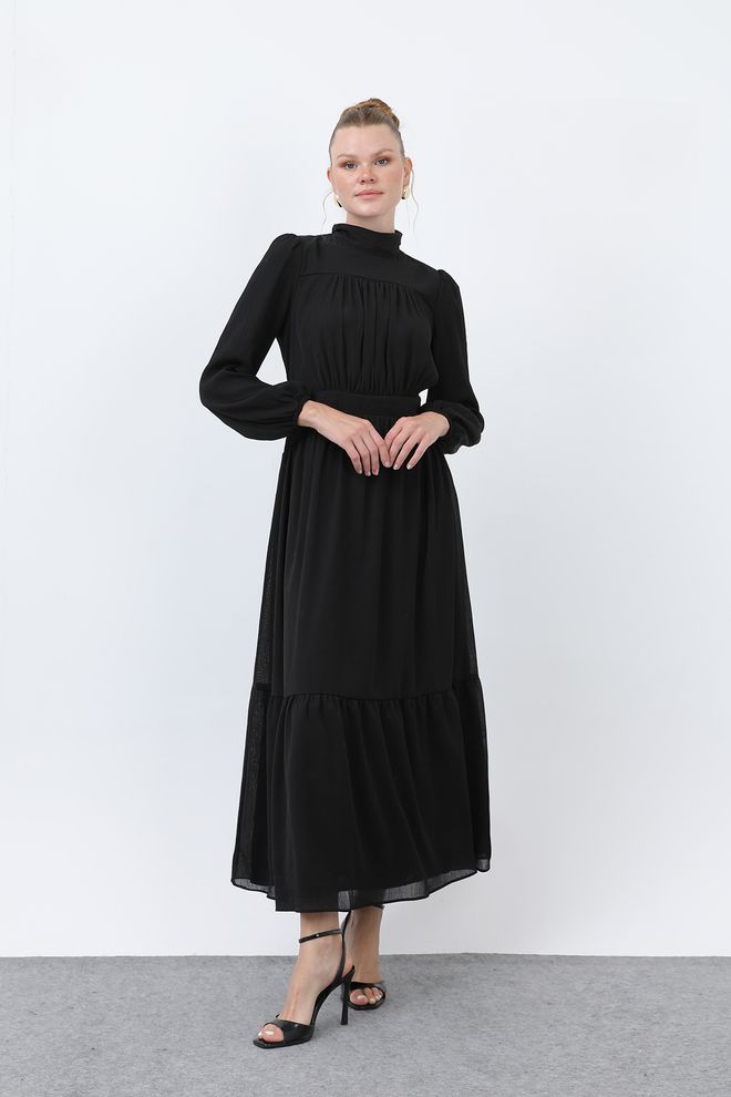 Puane Robe Drapée À Col Haut Pour Femmes Vêtements en gros Élégant