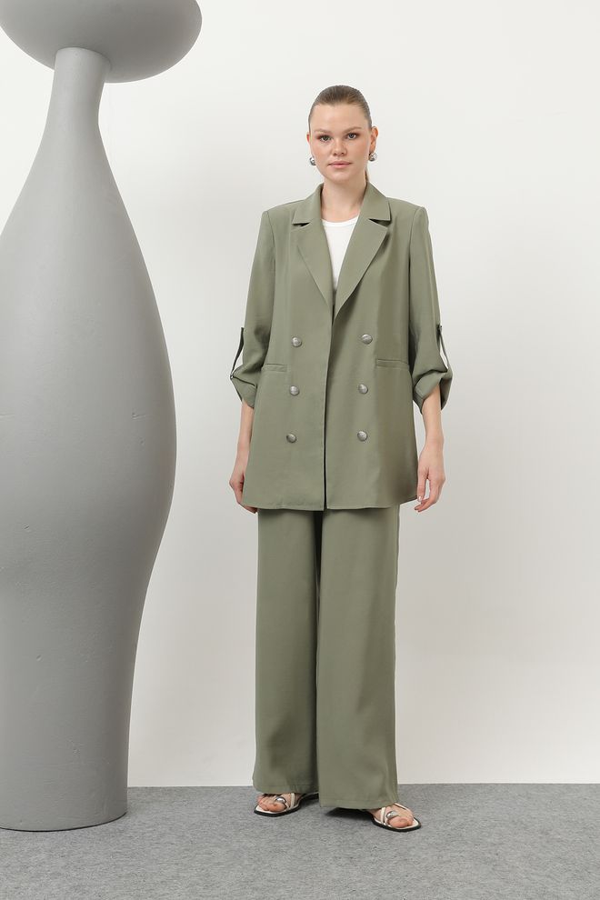 Puane Chaqueta Tipo Blazer Con Pantalones Con Detalles De Botones Para Mujer Ropa al por mayor Casual