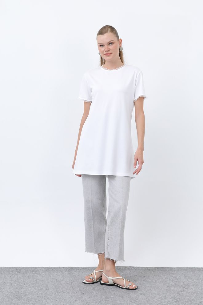 Puane Camiseta Básica Minimalista Con Detalles Acanalados Para Mujer Ropa al por mayor Casual
