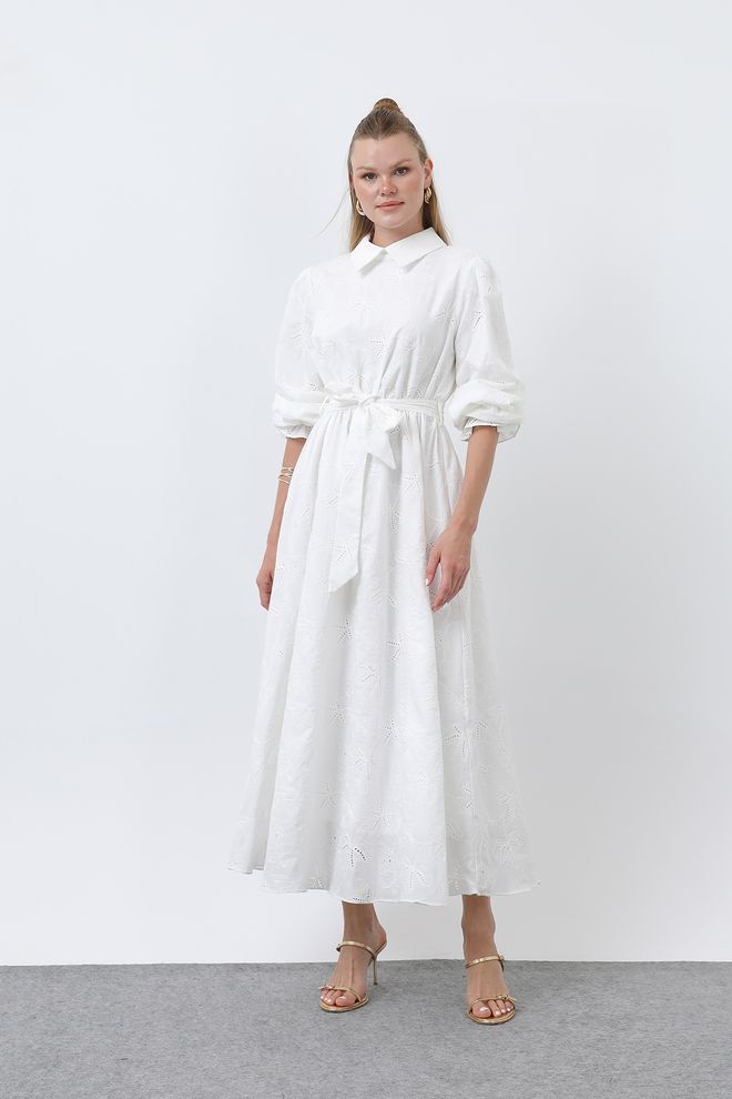 Puane Abito Chemisier Da Donna In Cotone Con Cintura Abbigliamento all'ingrosso Casuale