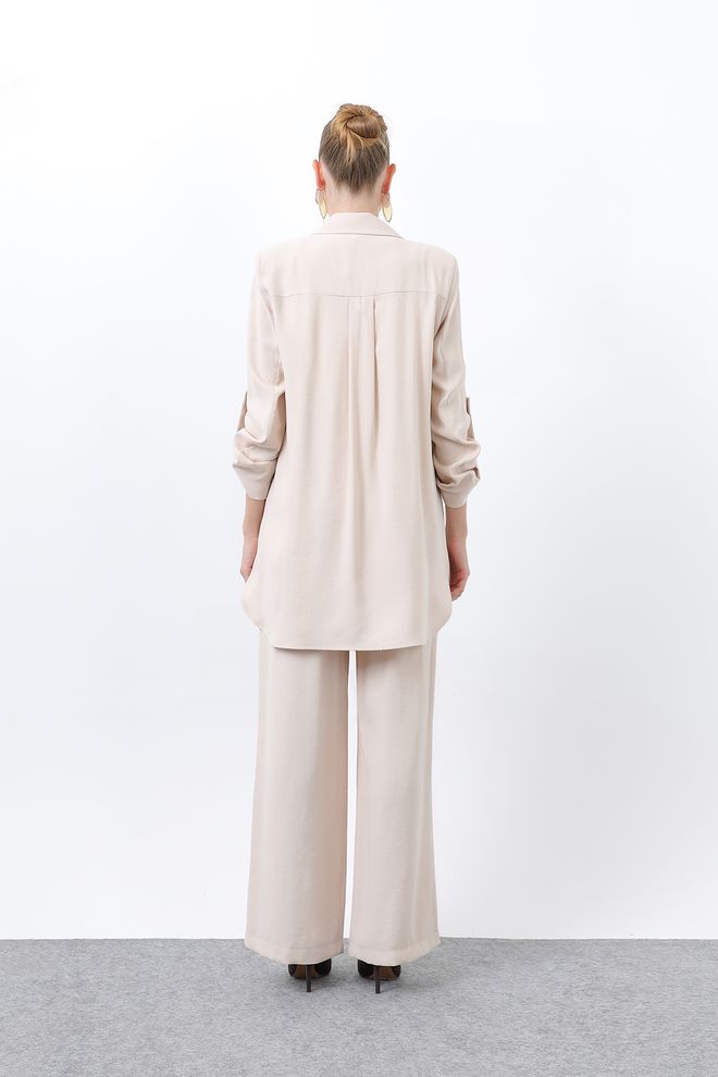 Puane Women's Button Detailed Pants Blazer Jacket Suit Wholesale Clothing Fall