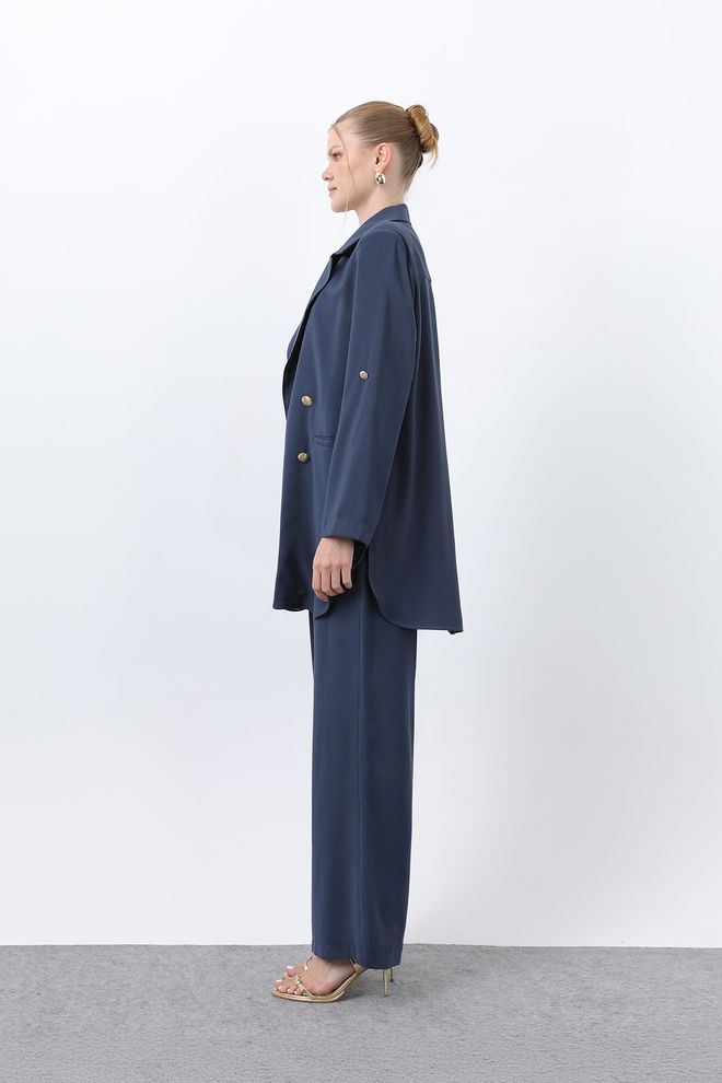 Puane Women's Button Detailed Pants Blazer Jacket Suit Wholesale Clothing Birthday