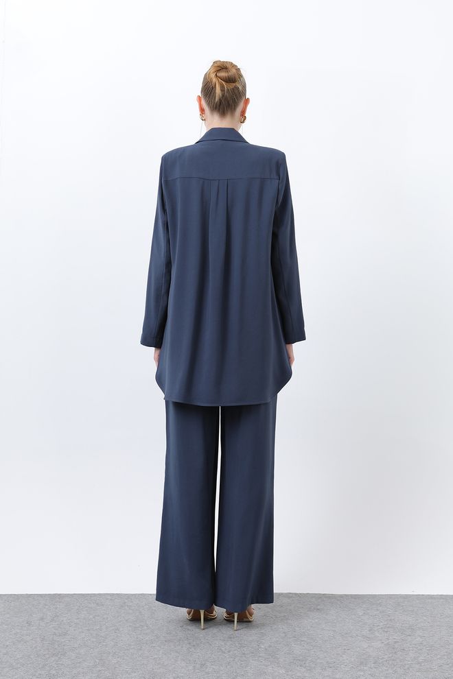 Puane Women's Button Detailed Pants Blazer Jacket Suit Wholesale Clothing Fall