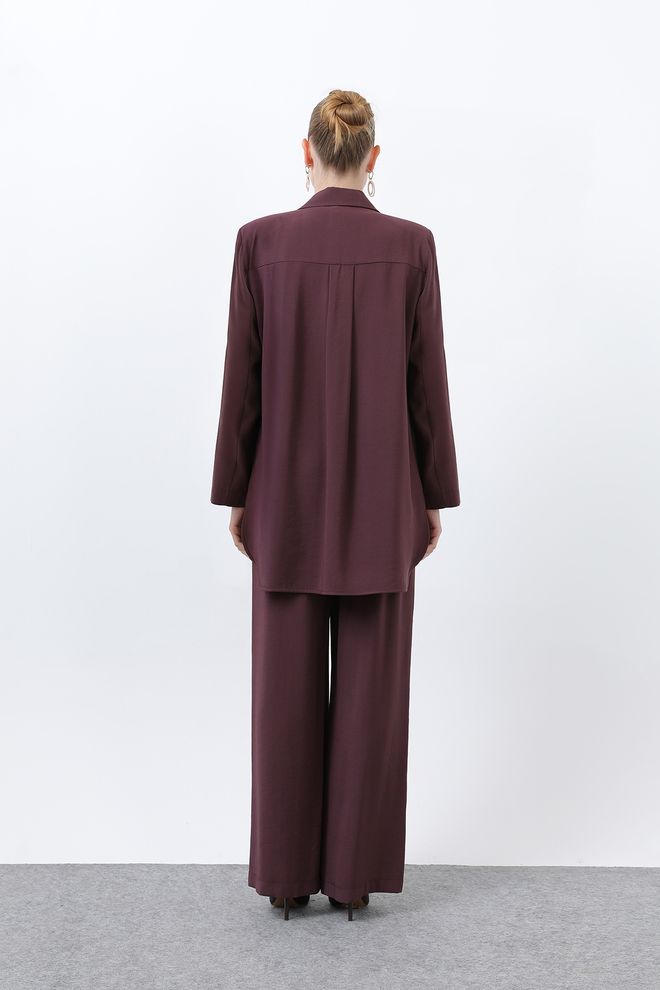 Puane Women's Button Detailed Pants Blazer Jacket Suit Wholesale Clothing Fall