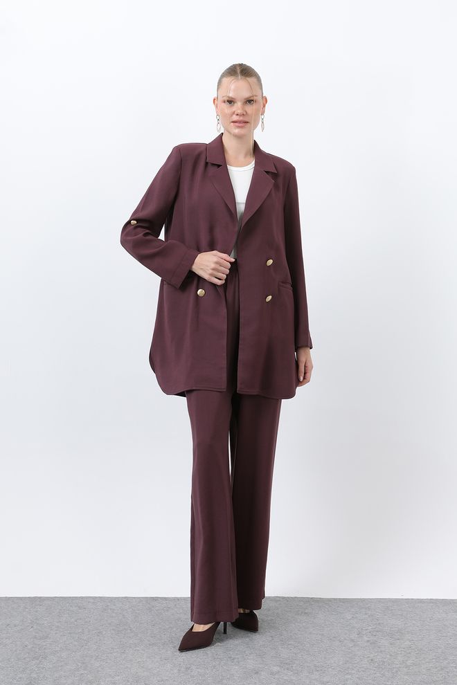 Puane Pantalon Et Veste À Boutons Détaillés Pour Femmes Vêtements en gros Décontracté