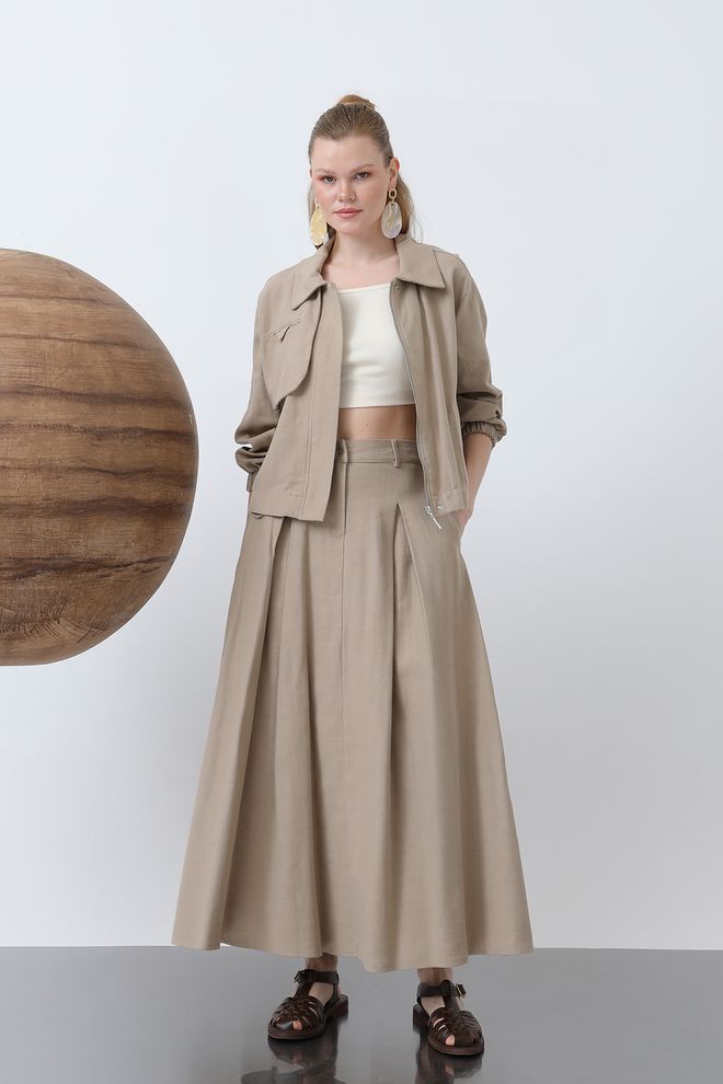 Puane Rokpak Met Verborgen Gewatteerde Ritssluiting Mink Groothandel Kleding Casual