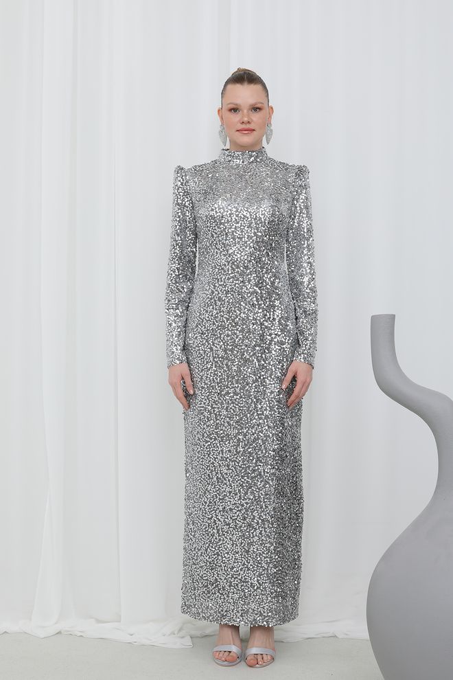 Puane Dress Silver Wholesale Clothing Evening