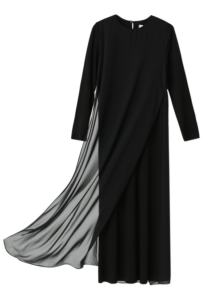 Puane Robe Noire Élégante Ligne A Longueur Au Sol Vêtements en gros Modeste