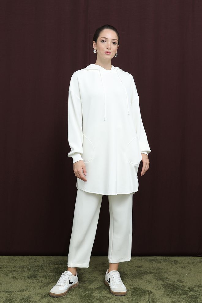Puane Ensemble Blanc Décontracté Modeste Sport Vêtements en gros Modeste