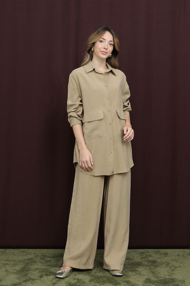 Puane Conjunto Cáqui Casual Modesto Elegante Roupas por atacado Modesto